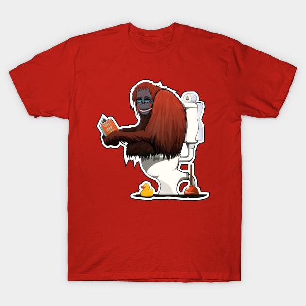 Orangutan on the Toilet T-Shirt by InTheWashroom
